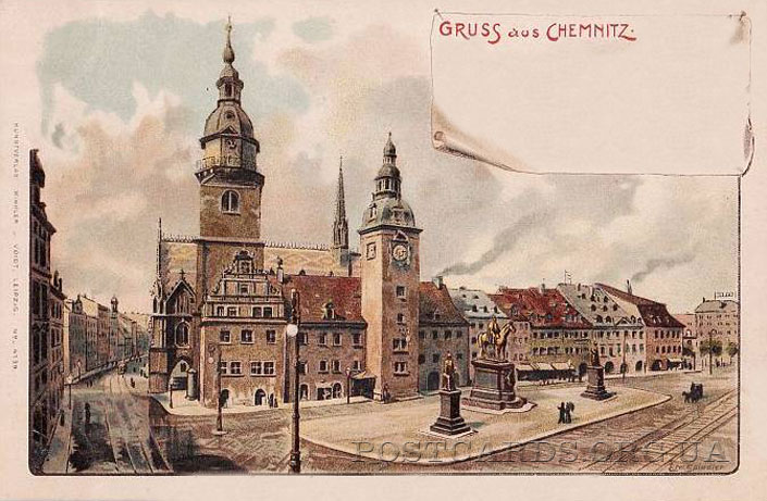 Gruss aus Chemnitz — открытка города Karl-Marx-Stadt 1899 года