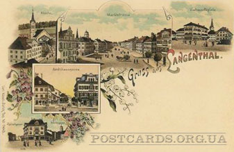 Gruss aus Langenthal — открытка швейцарского города Langenthal 1901