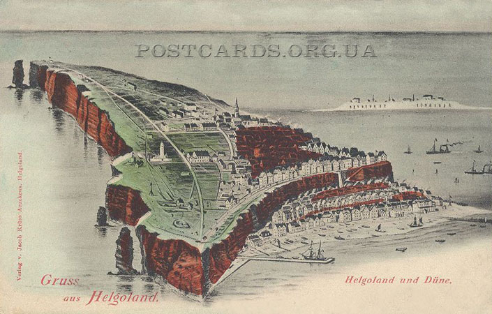 Открытка Helgoland 1899 года — Helgoland und Dune