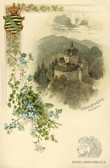 Schloss Kriebstein — старая открытка замка Крибштайн