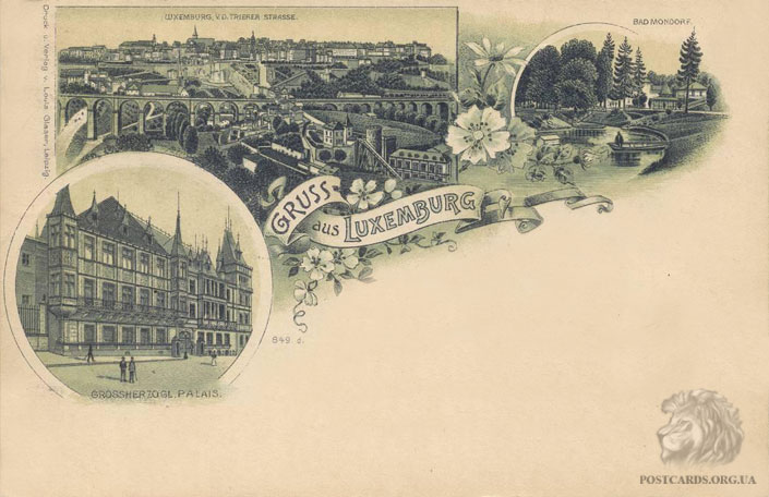 Gruss aus Luxembourg — старая открытка города Люксембург — Grossherzogl. Palais., Bad Mondorf