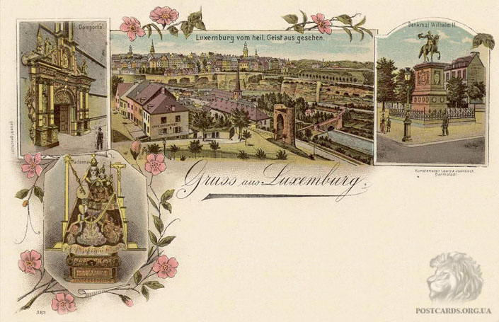 Gruss aus Luxembourg — открытка-литография города Люксембург — Luxembourg vom heil. Geist aus gesehen.