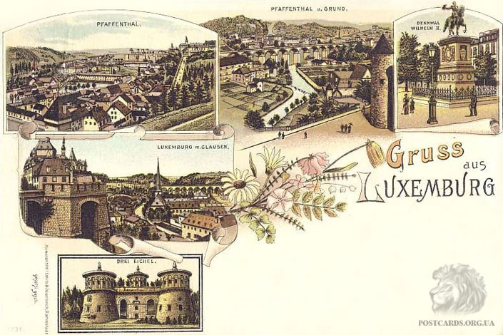 Gruss aus Luxembourg — Pfaffenthal. Pfaffenthal u.Grund. Denkmal Wilhelm II 1902 года