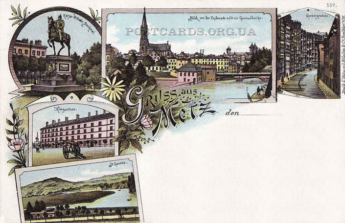 Мультивидовая открытка Gruss aus Metz 1900 года