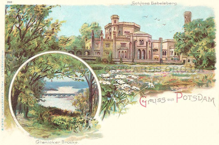 Gruss aus Potsdam — открытка 1899 года с видом Schloss Babelsberg