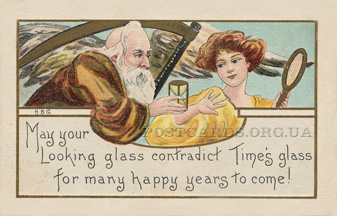 Открытка Happy New Year — Father Time 1912 года