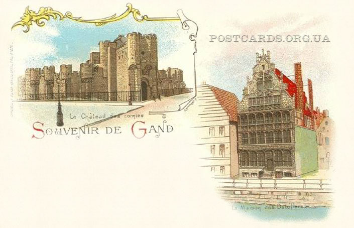 Souvenir de Gand — старая открытка с видами города Гент
