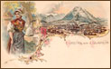 Gruss aus Glarus — почтовая карточка прошлого века с изображением национального костюма Гларуса — Швейцарии