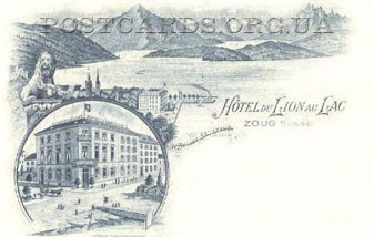 Открытка отеля Hotel du Lion au Lac 1898 года