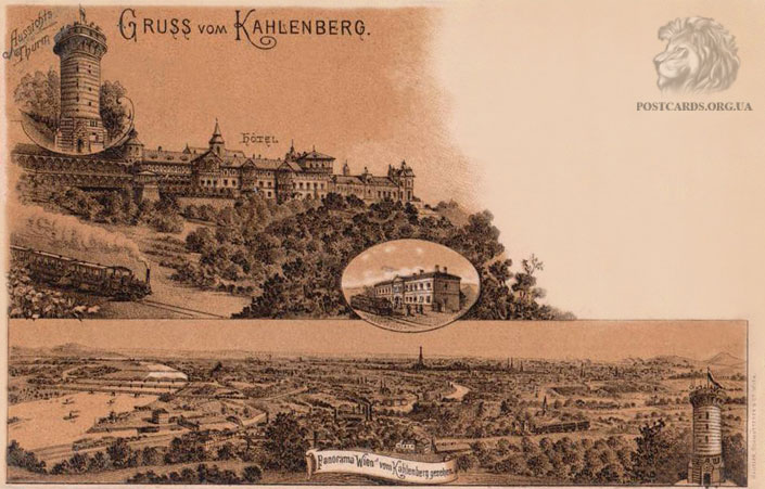 Литография начала века — открытка Panorama Wien vom Kahlenberg