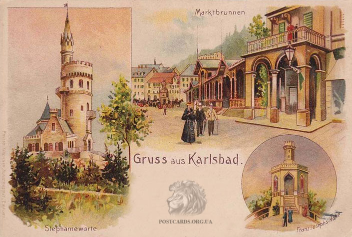Gruss aus Karlsbad — литография начала века. Открытка 1902 года