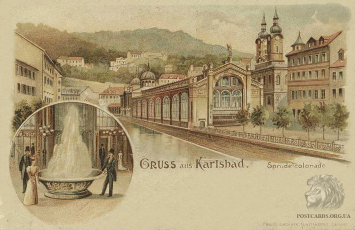 Gruss aus Karlsbad — открытка города Karlovy Vary 1899 года