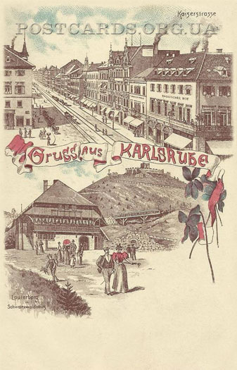 Gruss aus Karlsruhe — почтовая карточка Карлсруэ