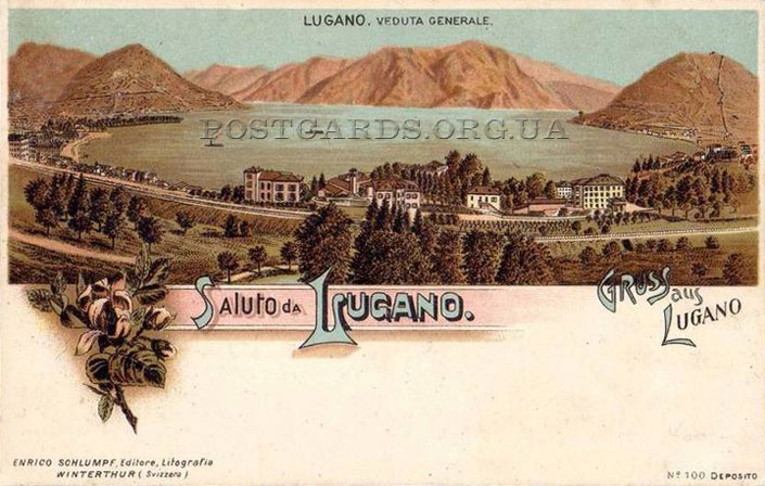 Gruss aus Lugano — Saluto da Lugano — открытка 1898 года города Лугано