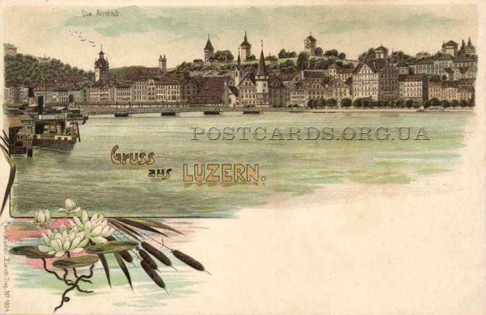 Открытка с видом Люцерна с Люцернского озера