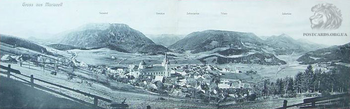 Gruss aus Metz — раскладная открытка (double postcard) с панорамой города Gruss aus Mariazell — Panorama
