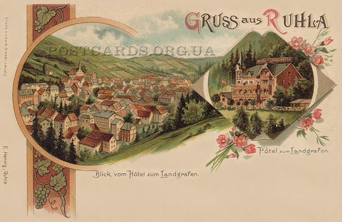 Gruss aus Ruhla — открытка с видом отеля Landgrafen в городе Рула