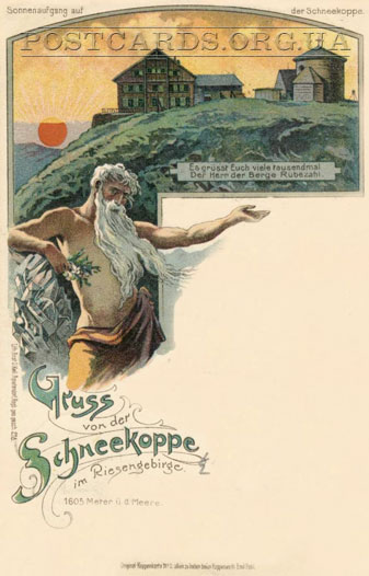 Gruss von der Schneekoppe — открытое письмо горы Снежка 1899 года