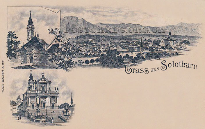 Мультивидовая открытка швейцарского города Золотурн 1895 года