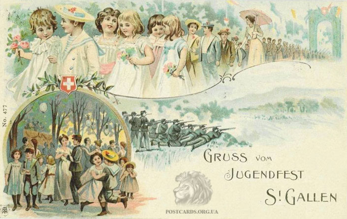 Gruss vom Jugendfest. St. Gallen — открытка города St. Gallen 1901 года