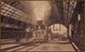 Старая открытка Львова. Перрон со стоящим локомотивом