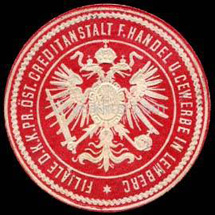 Облатка Filiale D.K.K.Pr. Ost. Creditanstalt F.Handel U.Cewerbe in Lemberg